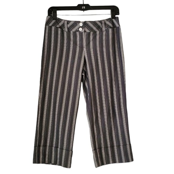 LOFT Pants - Ann Taylor Loft Striped Cuffed Crop Pants | Like New | 2P | Charcoal White